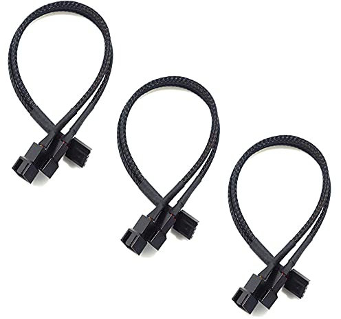 Gomass PWM Fan Splitter Cable 2 Way 4 Pin 3 Pack 12 Inches