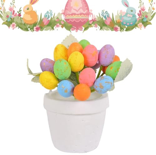 Ostereier Vasen - Dekorative Kunststoffvasen mit Punkten für Ostereier im Innen- und Außenbereich für einen Hauch von Festlichkeit (Goldener Punkt)