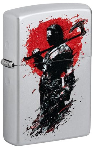 Zippo Windproof Lighter - Nordic Warrior Design Satin Chrome - Rechargeable à Vie - Boîte Cadeau - Construction métallique - Made in USA
