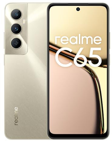 realme C65 Smartphone 8+256 GB, Cámara de 50 MP con IA, Pantalla de 6,67 in con Modo de Comodidad Ocular, Carga rápida de 45 W, Gran batería de 5000 mAh, Compatible con NFC, Starlight Gold