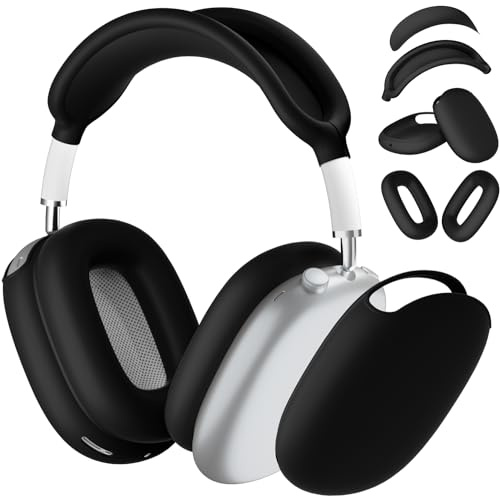 ATUAT Schutzhülle für AirPods Max Kopfhörer, Schutzhülle, Silikon, kratzfest, für Damen und Herren, für Apple AirPods Max 2024/2020 (USB-C/Lightning), Schwarz