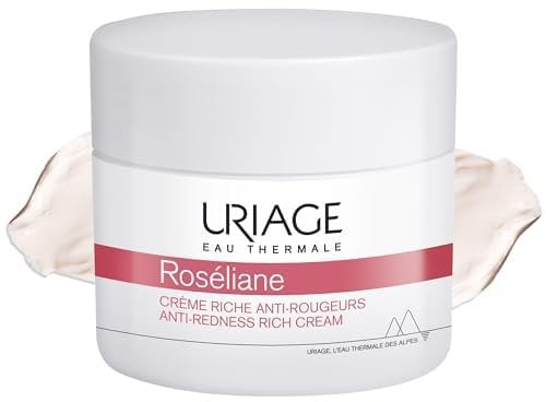 Uriage Roséliane Anti-Rötungs-Reichhaltige Gesichtscreme 50ml - Beruhigt, spendet Feuchtigkeit, reduziert Rötungen empfindlicher trockener Haut - Lang anhaltender Komfort & nachgewiesene Ergebnisse
