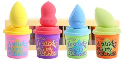docolor Makeup Sponge, Non-Latex, Beauty Blender Foundation Sponges Set 4 Pcs Colors for Foundation,Powder,Creams- MakeUp Blender Sponge for Face & Body with Gift Box Packaging