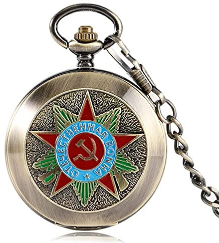 JFNHUTL Top Luxus Mechanische Sowjetische Russland Emblem Kommunistische Partei Abzeichen Taschenuhr UDSSR Sowjetische Abzeichen Sichel Hammer Design Uhr
