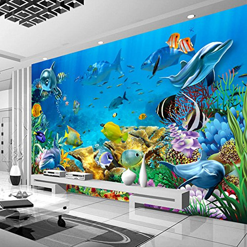 FYRHLH Wallpaper Fish Under The Sea Wall Mural Photo Wallpaper Non-Woven 3D Effect Wall Poster for Living Room Bedroom Restaurant Wall Decoration 150cm×105cm