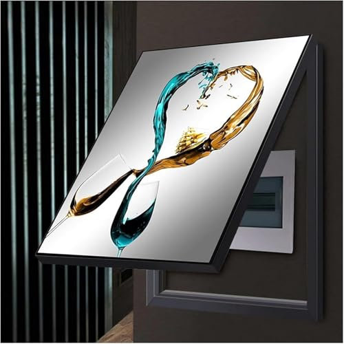 Generisch Sicherungskasten Abdeckung Tragbar Schrank Stromverteiler Kreativ Mode Flip-Cover Dekoratives Bild Verteilerkastens Gemälde Ausblenden Für Büro Esszimmer Heimdekoration,05,60x80cm