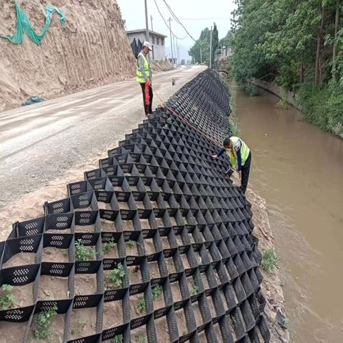 LPAGOLMIX Schottergitter Schotterbodengitter, Geo-Gitter for Kies 4 Zoll, Robustes Stabilisierungs-Geogitter – Füllung aus Erbsenkies/Kies/Sand, HDPE – 3800 kg Fahrlast(6.5x16ft/2x5m)