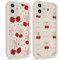 Phoona 2 packs Bow Tie Cherry Print Phone Case for iPhone 12 mini 5,4'', Cute Pattern Aesthetics Design with Full Camera Lens Cover, Soft Shockproof Protective Bumper Funda for Women Girls