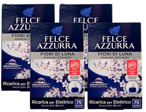 Felce Azzurra - Aria Di Casa, Ricarica Per Diffusore Elettrico, FIORI DI LUNA, Essenza Rilassante 20ml (4 Unità)