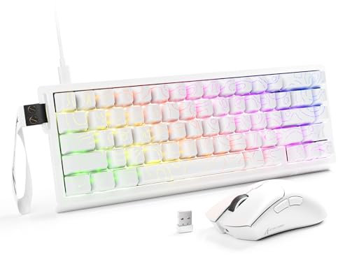 ATTACK SHARK X68 HE & R1 Set Tastiera e Mouse da Gaming, Tastiera RGB Cablata QWERTY 8000Hz Rapid Trigger, RT 0,01mm, Snap Tap, Mouse Wireless SUPERLIGHT 59g, 18000DPI, BT/2.4G/Cablato, Bianco
