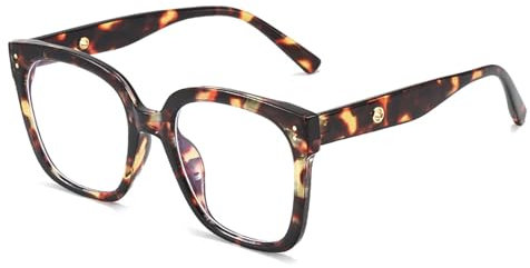 JINJUMEI Blaulichtfilter Brille Computerbrille, Blaulichtbrille Ohne Sehstärke, Übergroße Computerbrillen zum Spielen, RechteckRunde Brillen, Gaming Schutzbrille für damen und herren