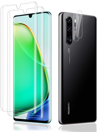 Carantee Schutzfolie für Panzerglas für Huawei P30 Pro Schutzglas, 2+2 Stück 9H Härte Kameraschutz für P30 Pro Displayschutz, Blasenfrei Fingerabdruck-ID Bruchsicher Displayschutzfolie
