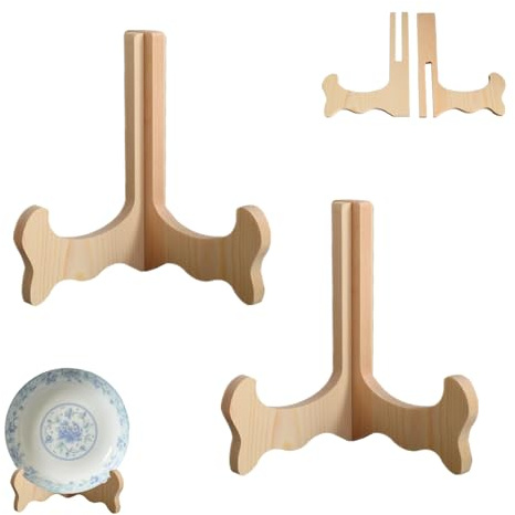 Malijnxin Wooden Plate Stand for Display, 2 Pcs | Creative Display Stand, Detachable, Picture Frame Holder, Home Office Desktop Decoration