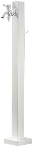 QSNYJPL Colonna Acqua Giardino, Rubinetto Giardino in Acciaio Inox, Fontana da Esterno con Rubinetto a Doppia Uscita, Rubinetto Giardino Doppio(White,60cm/24in)
