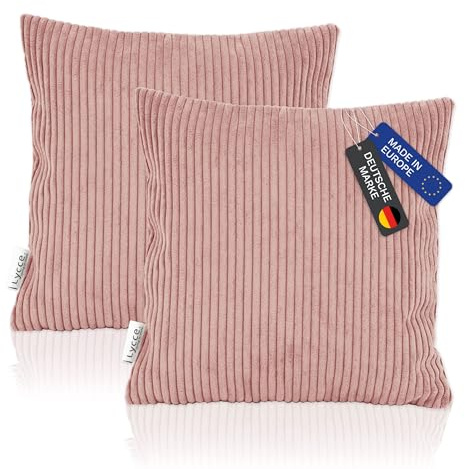 Lycce 2er Set Kissenbezüge, Cordstoff (40 x 40 cm) Powder rosa