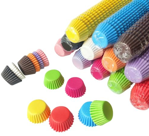 500 Stück Mini Bunte Cupcake-Förmchen Fettabweisendes Papier Muffin-Backförmchen Babyparty-Cupcake-Hüllen Schokoladen-Süßigkeiten-Papier-Becher-Hüllen Cupcake-Halter Papiere für Hochzeit Geburtstag