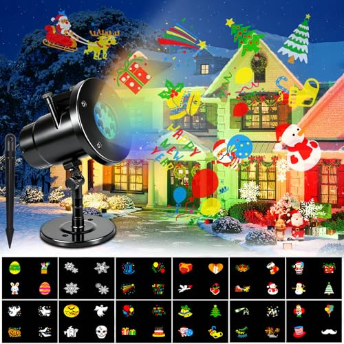 NEMMXUB LED Projektor Weihnachten Aussen, Projektor Weihnachten Aussen 12 Folien, Weihnachtsbeleuchtung Lichter für Party, Weihnachtsdekoration, Garten,Bar, IP65 Wasserdichte