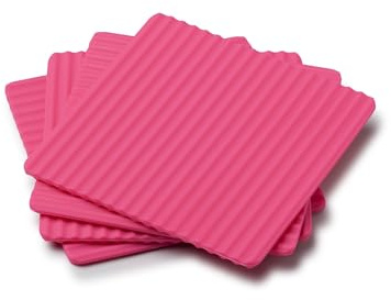 Zeal Silicone Coasters – Set of 4 Non-Slip, Water-Resistant Drink Mats for Coffee, Tea, Beer – Durable Bar Coasters, 10cm (Neon Pink)