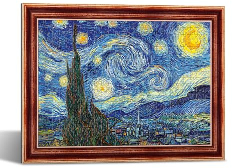 Trefl - Puzzle 500 Teile, Sternenklare Nacht Vincent Van Gogh, PuzzleFrame