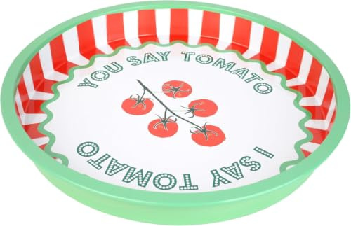 Talking Tables Large Round Serving Tray, 30cm Tomato Design - Made of Tin