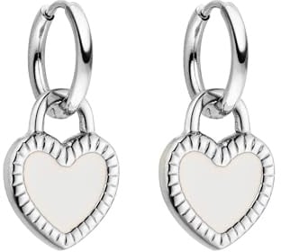 Purelei Heart Charm Creolen – Edelstahl Ohrringe mit beidseitigem Herzanhänger in Weiß & Schwarz – wasserfest, zeitloses Design – Gold, Silber oder Roségold (Silver)