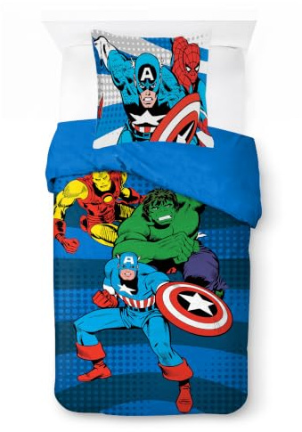 Jay Franco Kids Marvel Avengers Bettwäsche-Set – Superweiche Bettwäsche mit Kissenbezug, NUR BEZUG, Bettdecke Nicht enthalten, blau, 2-teilig, Einzelbett
