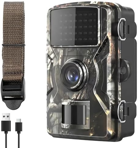 HNCY Fotocamera per animali selvatici 4K, 60 MP, Full HD, Wi-Fi, sensore di movimento, visione notturna, tempo di scatto 0,8 s, fotocamera selvaggia con scheda di memoria 32 G e lettore di schede IP66