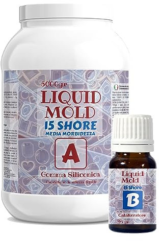 Resin Pro Liquid Mold: Silicona líquida para moldes (2,10 kg) creación de moldes para epoxi, poliuretano, cera, jabón, yeso, cemento - dureza 15 Shores - 100% Made in Italy