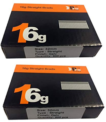 (2 x 500) 1000 Nail - Size 32mm 16g Straight - Compatible with Dewalt,Paslode,Hitachi ((2 x 500) 32mm)