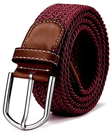 Stoffgürtel Stretchgürtel geflochten und elastisch Gürtel für Damen und Herren Länge 100 cm bis 130 cm bordeauxrot