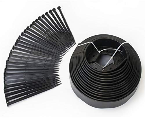 IDMarket - Bordurette de Jardin Flexible 10 M Noire Hauteur 5 CM + 30 piquets