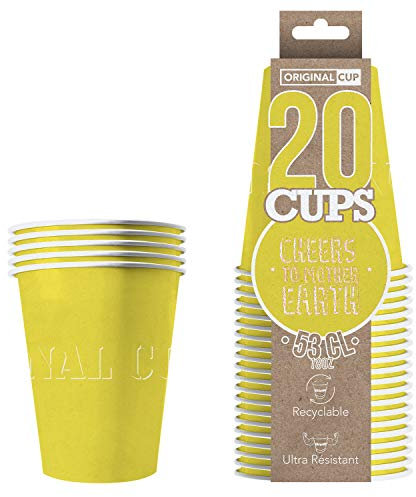 Original Cup - 20 x Gobelets Américains en Carton 53 Cl - Soirée Beer Pong - Jaune
