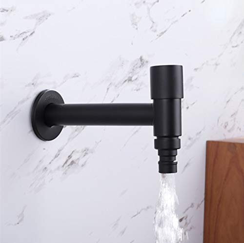 Wand Edelstahl Wasserhahn Bad Waschbecken Waschmaschine Kaltwasser Wasserhahn Mattschwarz