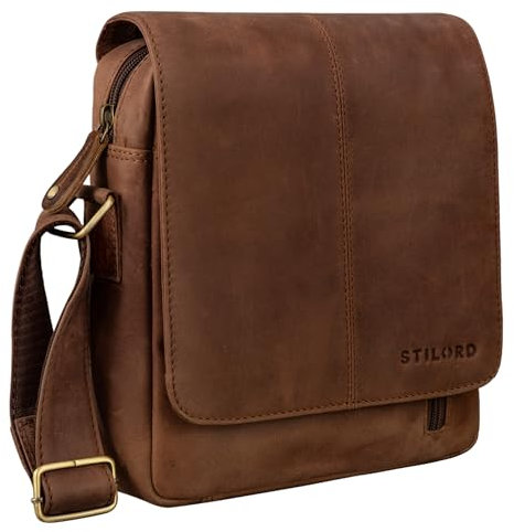 STILORD 'Matt' Ledertasche Männer klein Vintage Umhängetasche Schultertasche Herrentasche für 9,7 Zoll iPads Tablet Herrenhandtasche Messenger Bag Echtes Leder, Farbe:messina - braun