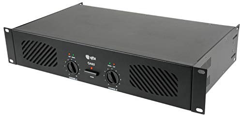 QTX Q480 2 x 240W Q Series Stereo Power Amplifier 6.3mm jack or RCA inputs SPK, 6.3mm jack or 4mm post outputs Fan cooled 19 rack-mountable (2U)