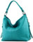 modamoda de T160 Damen Leder Schultertasche Henkeltasche Large handmade in Italy, Farbe:T160 Türkisblau