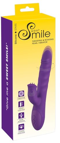 Sweet Smile Thrusting & Rotation Vibrator - intensiver Stimulator mit Klitoris-Reizarm für Frauen, 3 Rotations- und Stoßstufen, 10 Vibrationsmod, lila