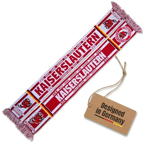 Generisch Kaiserslautern Schal Fanschal – Zeitloser Fanartikel – Strickschal in Rot-Weiß (145 cm)
