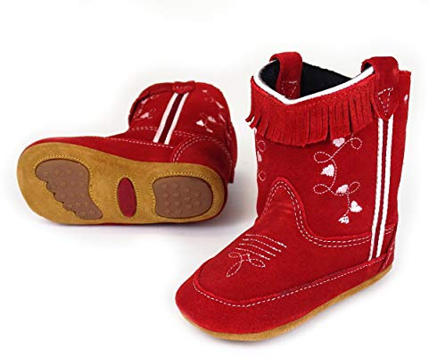 Westernwear-Shop Stivali da cowboy in pelle Red Suede per bambini, stivali da cowboy per bambine, Colore: rosso, 12 Monate
