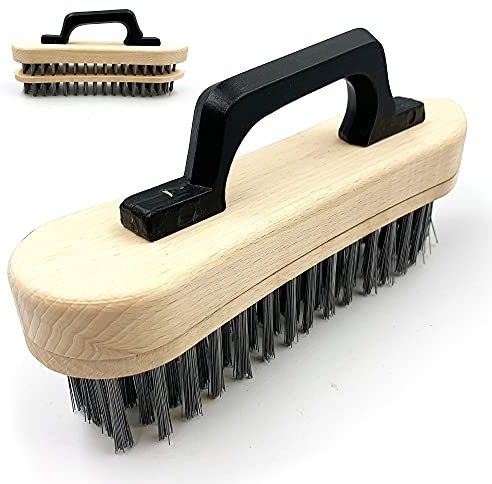 Butchers Block Brush, 23cm Stiff Bristle Metal Scrubbing Brush for Butchers Block Table, Extra Large Chopping Board and Wooden Surfaces
