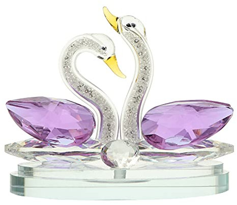 BESPORTBLE Dekoratives Kristallfigur Ornamente, 2 Schwäne, Glas, Kristal, Kristall