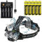 VISVIC Adjustable Head Torch, 6 Modes, Rechargeable, 10 Pack Batteries, 4-Slot USB Charger, Perfect for Camping, Hiking