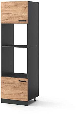 Vicco Armoire Micro-Ondes R-Line, Chêne de Force doré/Anthracite, 60 cm