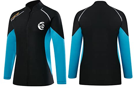 Women/Men Long Sleeve Wetsuits Jacket 2mm Neoprene Front Zipper Surf Swim Diving Suits Wet Suit Tops (women, M)