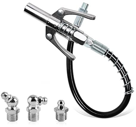 Fettpresse Mundstück,Schnellverriegelung Lösen von Fettpressen Kupplung mit 30cm Flexschlauch und 3PCS M10 Schmiernippel,Schmierfett Coupler für Fettpistolen