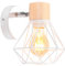 iDEGU Applique Murale Industrielle Design Cage en Métal Lampe Murale Bois Décoration Ajustable Vintage Luminaire Interieur pour Chambre Couloir Salon, 16CM (Style-B Blanc 1Pack)