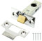 64mm Chrome Door Tubular Latch with Rebate Plate & Screws – Fire Rated Mortice Latch for Internal Doors, Polished Chrome Rectangular Faceplate – Replacement Latch for Handles & Levers