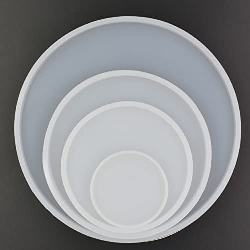 Lot de 4 moules ronds en époxy de forme ronde Dia. 18 cm, 13 cm, 10 cm, 6 cm Grand et petit rond Coastr DIY Moule en silicone pour moulage de résine