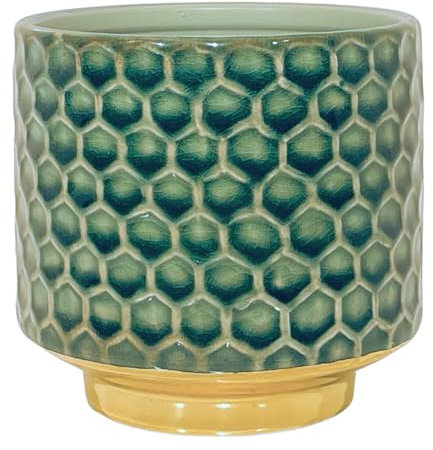 Nordring Retro Übertopf Vintage Pflanztopf für Zimmerplanzen, Sukkulenten Blumentopf Goldy S (10 cm ø), tannengrün, Keramik
