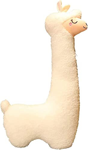 Celawork Alpaka Kuscheltier, Alpaka-Plüschtier mit langem Hals, Weiches Alpaka-Kissen-Stofftier, Nettes Alpaka-Plüschtier, Sofakissen Kissen Cartoon Gefüllte Puppen (Weiß, 130cm)